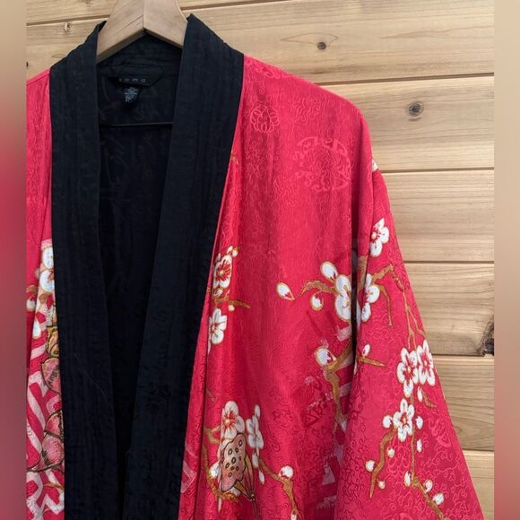Vintage Soma Size Medium Silk Pink Floral Japanese Kimono Style Robe - Picture 6 of 14